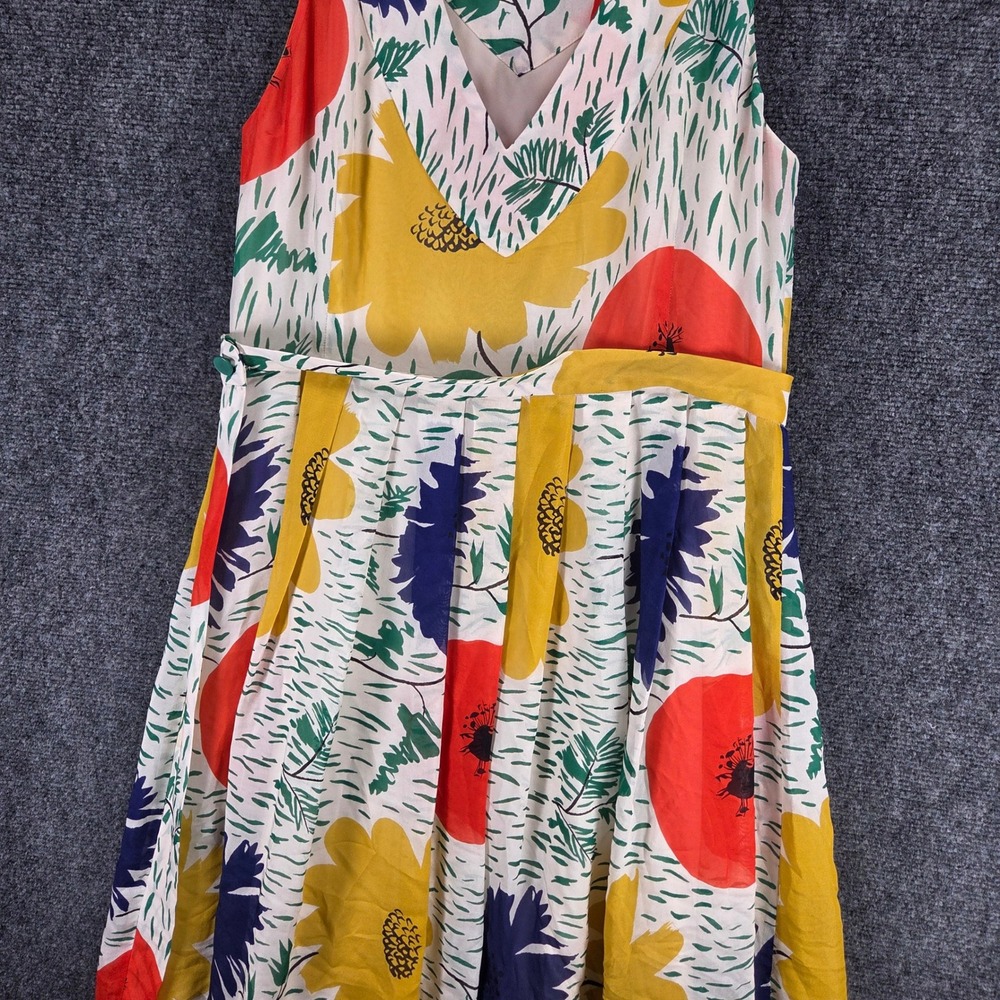 Girls from Savoy Anthropologie Silk Floral Poppy Fit and Flare Dress Size 10 - Picture 13 of 16